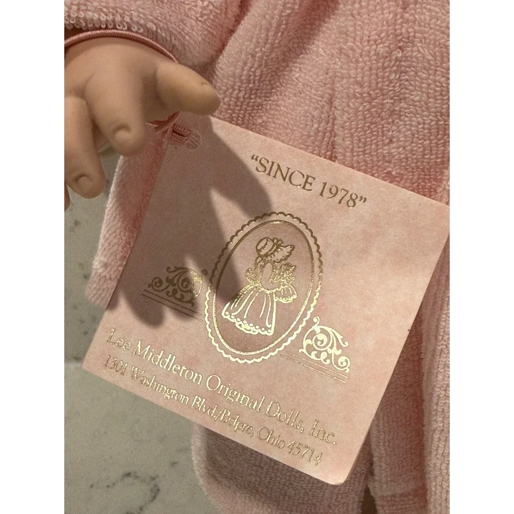 Lee Middleton Original Baby Doll Pink Robe Bonnet 